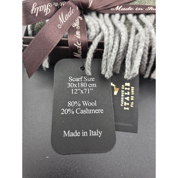 NIB - Linea Emetti Cashmere Blend Herringbone Scarf Made in Italy - Picture 3 of 5